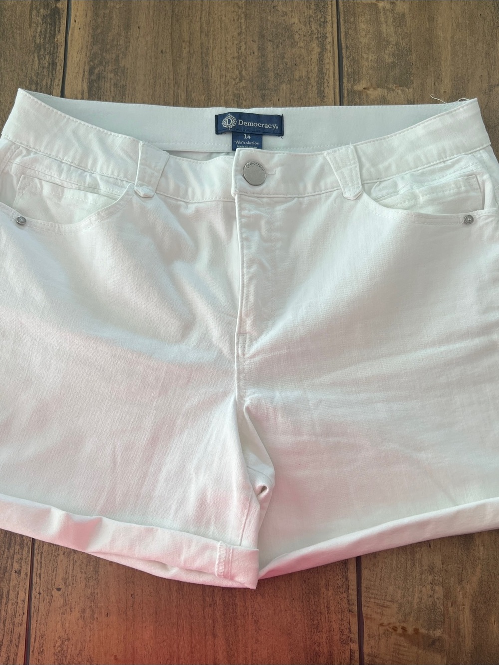 Democracy White High-Rise Jean Shorts